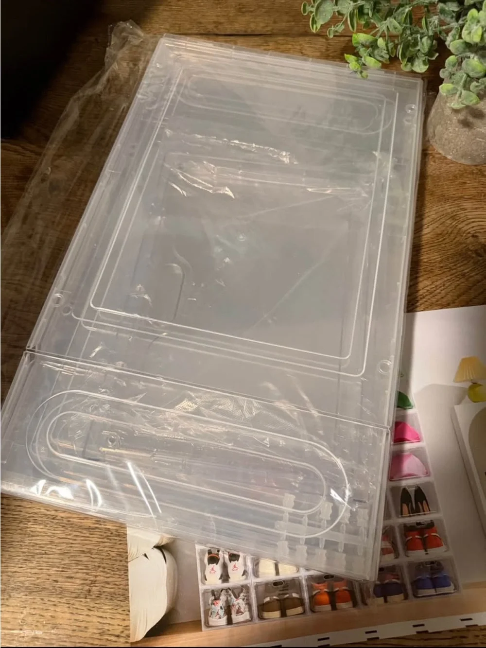 Clear Stackable Shoe Storage Boxes - Transparent Organizer Magnetic
